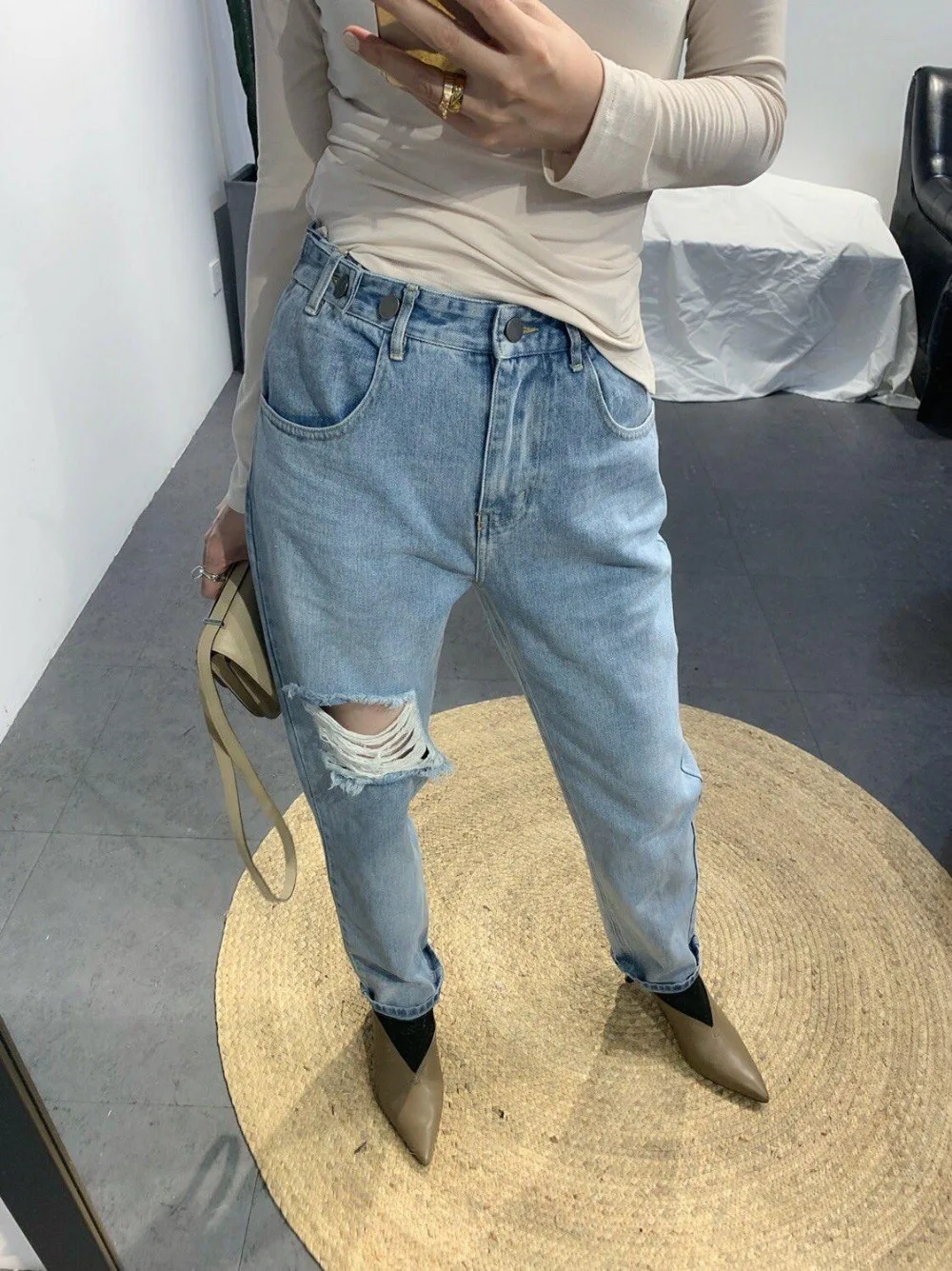 high quality casual hole women jeans pants ddxgz2 7.25