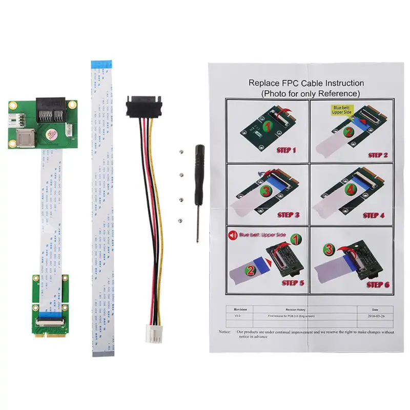 Mini PCIE to PCI E Express X1 USB Riser Card with FFC Cable High Speed DIY 5