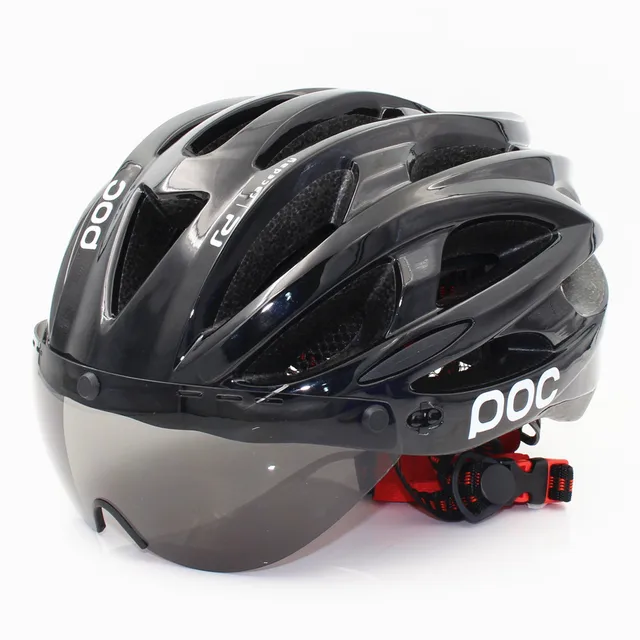 Raceday Road Riding Bicycle Men Women Bike Helmet Back Light Mountain Road Ciclismo Cycling Helmets Safety Cap lens Black (have lens)