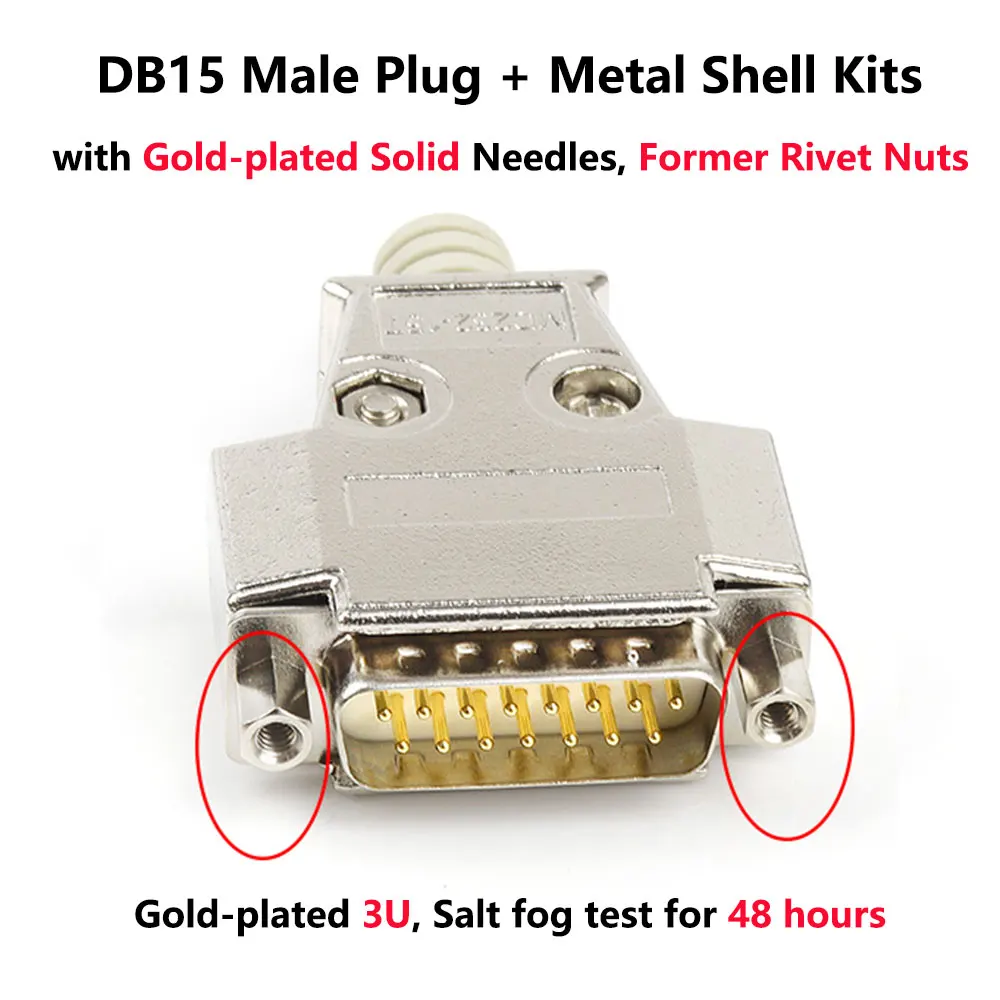 DB15 штекер/гнездо металлический корпус комплект 2 ряда 15 Pin последовательный порт разъем D-SUB15 адаптеры - Цвет: Male Former Nuts