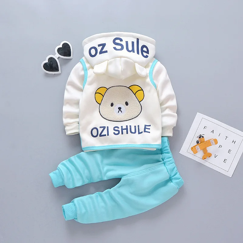 Autumn Baby Girls Clothing Sets Children Warm Hooded Coats And Pants Suit Toddler Boys Thick Velvet Tracksuit Kids Clothes Set (2)