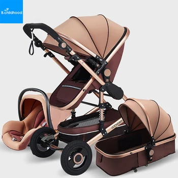 Multifuntional Baby Stroller 3 in 1 High Landscape Stroller Portable Carriage Gold Baby Stroller Newborn Stroller