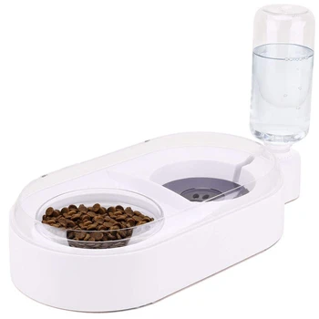 

e els pet Pets Water and Food Bowl Set for Cat & Dog,Small Double Bowl Feeder with Automatic Water Dispenser,Self Cat Feeder Bow