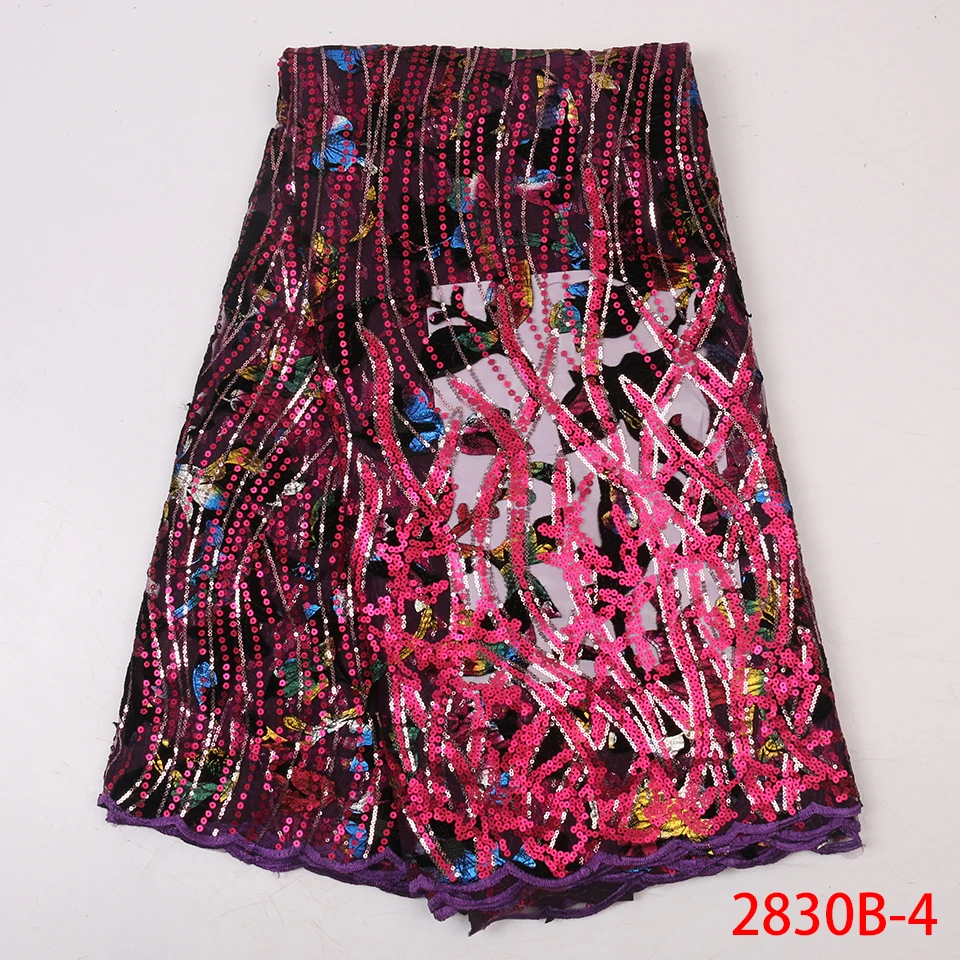 Sequence Lace Fabric French Laces Fabrics High Quality Tulle French Nigerian Lace Applique Dress African Sequins 5yard QF2830B