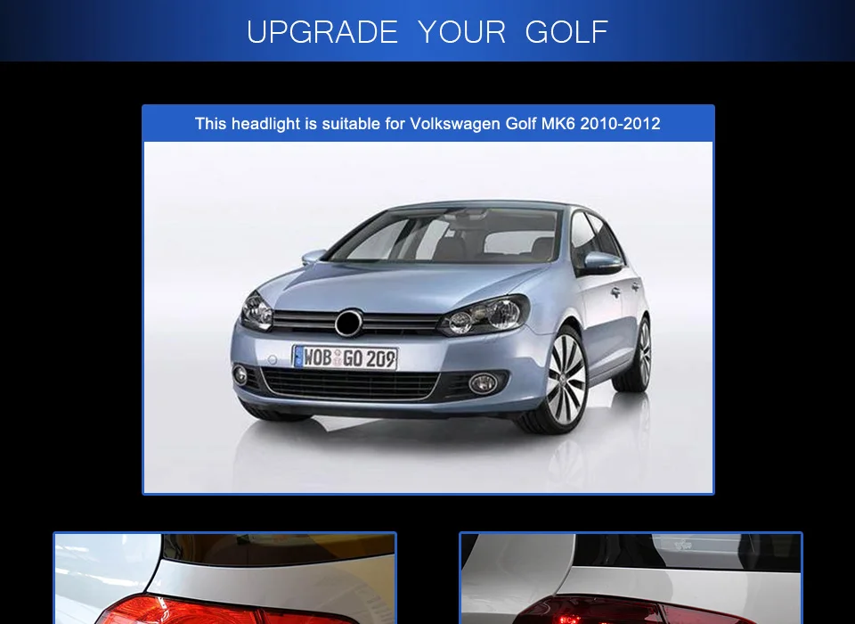 Задний фонарь для VW Golf 6 2009-2012 R20 MK6 светодиодный задние фары, противотуманные фары Габаритные огни DRL Тюнинг автомобилей, автомобильные аксессуары