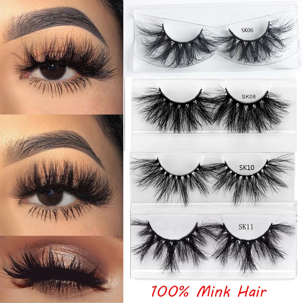 

1Pair 3D 100% Mink Hair False Eyelashes Dramtic Long Wispies Fluffy Eyelashes Full Strips Extension Makeup Tools SKONHED-004