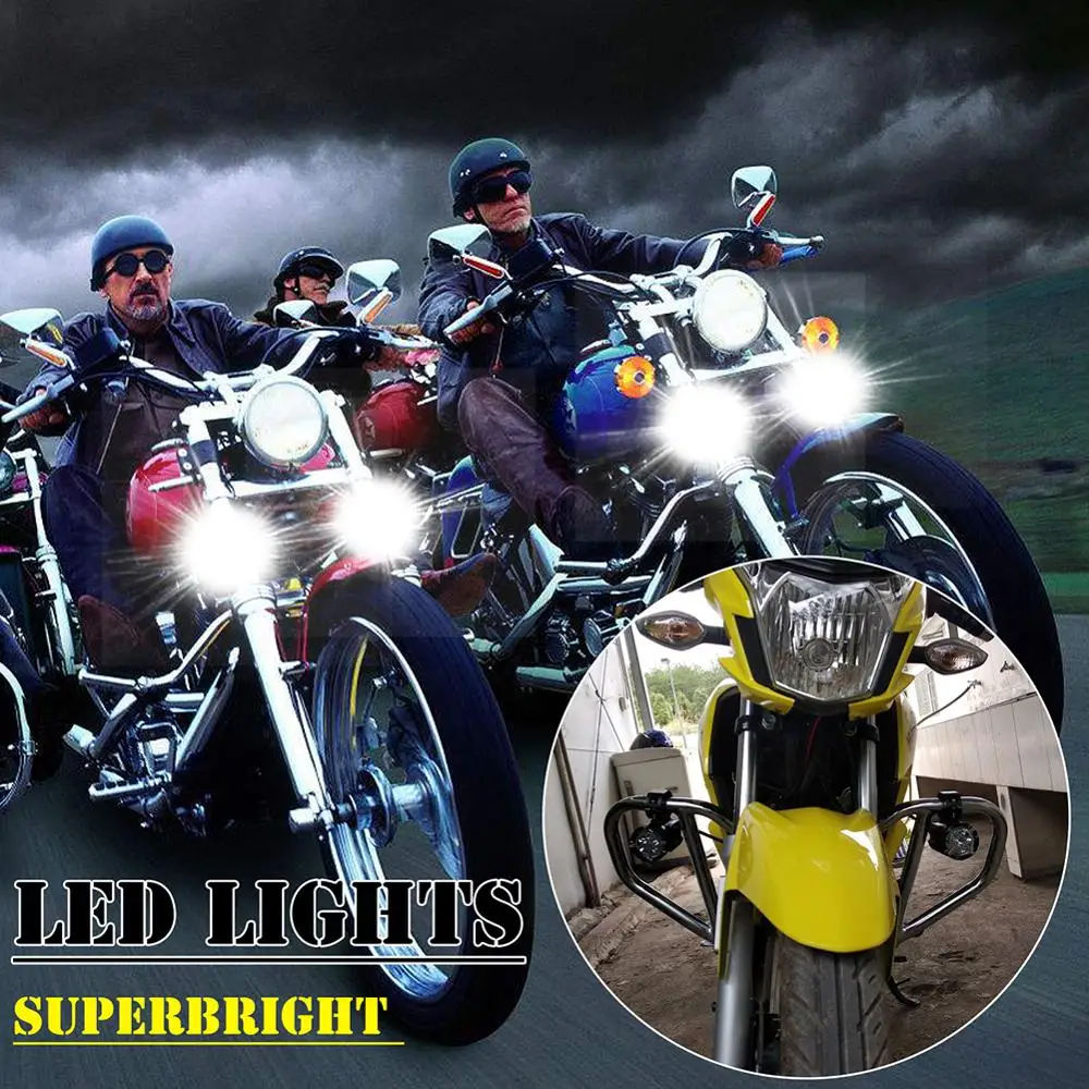 

1 Pair of 9-bead Motorcycles Explosion Proof LED Highlight Headlight Car Spotlight 90W Always Bright Burst Flash+Wire Harness