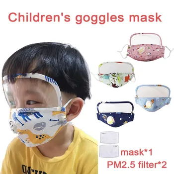 

Mask With 2 Pcs Filters Children's Pure Cotton Cartoon Print Windproof Washable Reusable Breathing Tap Face Mask Mascarillas
