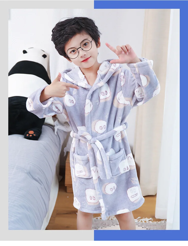 Фланелевая осенне-зимняя одежда; детская пижама с капюшоном и принтом звезды; Длинная плюшевая теплая мягкая домашняя одежда; комплекты для мальчиков