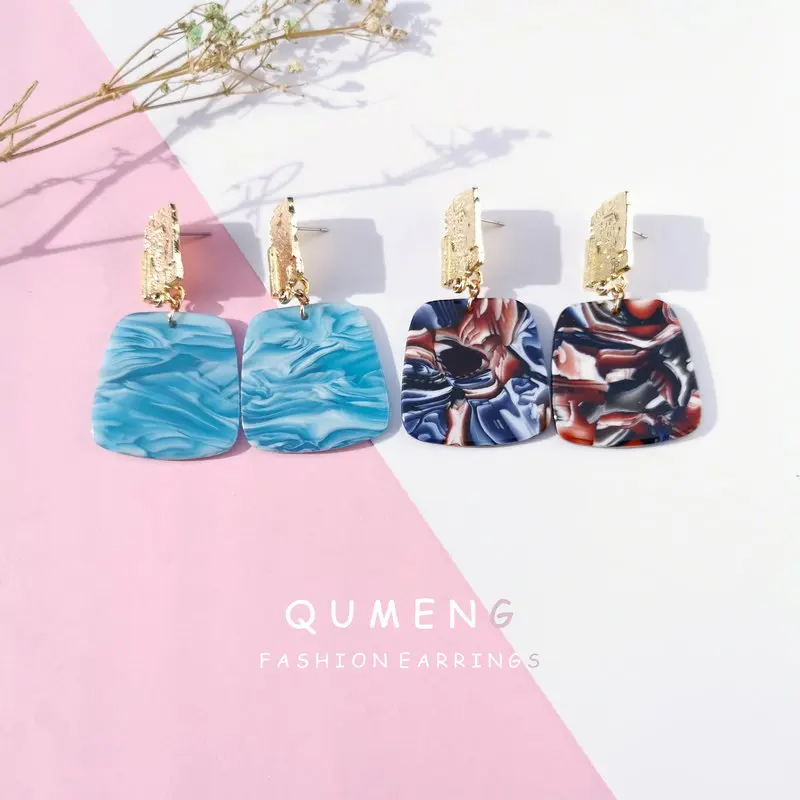 Женские серьги гвоздики из уксусной кислоты QUMENG большие Винтажные полимера 2020