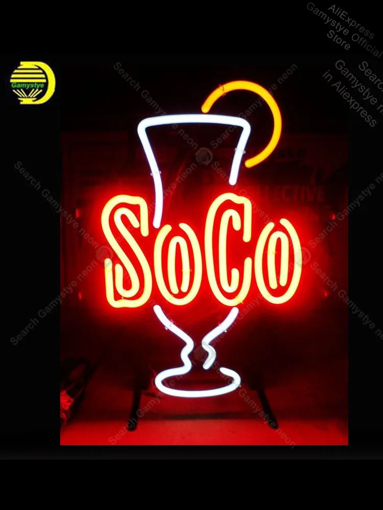 Неоновая вывеска для коктейля Soco неоновая лампочка значок пива бара денег
