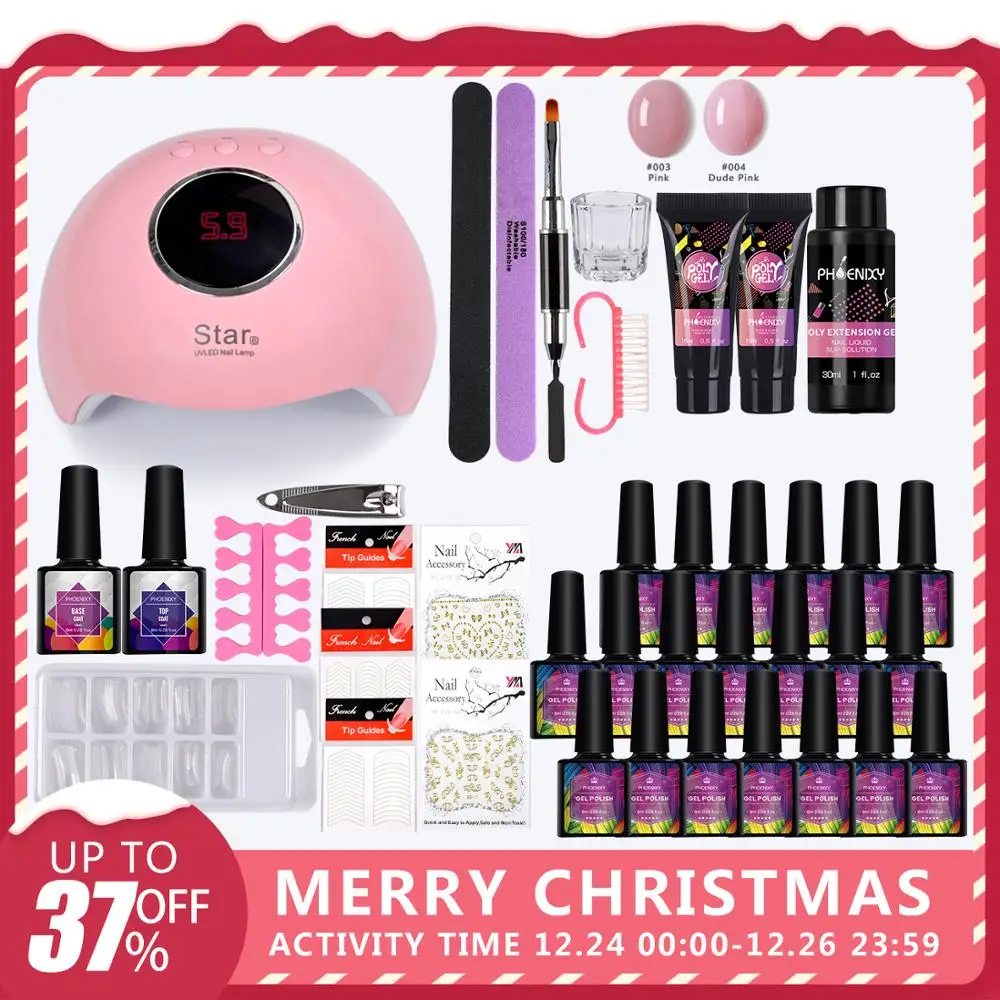 Nail Kit Poly Gel Set 36w LED Lamp Nail Gel Polish Set Quick Building For Nail Varnish Hard Jelly Gel Polygel Manicure Set