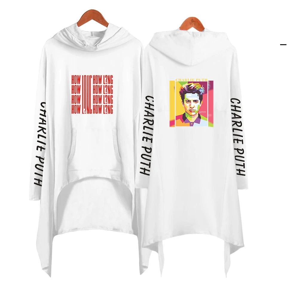 Charles Otto Puth Jr. Толстовки Харадзюку с буквами женские толстовки с капюшоном Charlie Puth осенние креативные длинные женские пуловеры