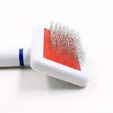 Расческа для домашних животных, щетка для собак, пластиковая ручка из нержавеющей стали, круглая головка, белая подушка безопасности, игла, расческа для собак, открытая Расческа Щетка для домашних животный принадлежностей