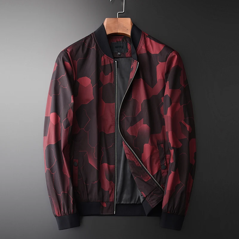 

Minglu Stand Collar Men Jackets Luxury 3d Dark Grain Printing Mens Jackets And Coats Spring Autumn Slim Fit Man Coats Plus Size