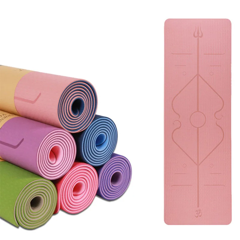 

TPE Double-Layer Yoga Mat with Position Line Non Slip Carpet Mat For Beginner Environmental Fitness Gymnastics Mats