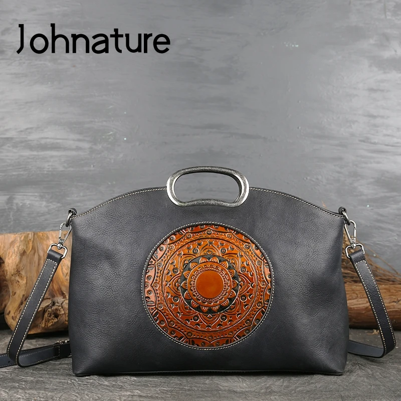 Женские роскошные сумки Johnature Сумки из натуральной кожи Ретро стиль ручная