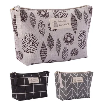 

New Large-Capacity Cosmetic Bag Cotton And Linen Multi-function Travel Makeup Cosmetic Bags Portable Zipper Make Up Bag dropship