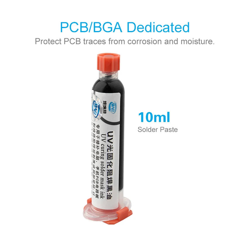 10CC Black UV Solder Mask Ink for PCB Circuit Board Protect Prevent Corrosive Arcing Soldering Paste Flux Oil