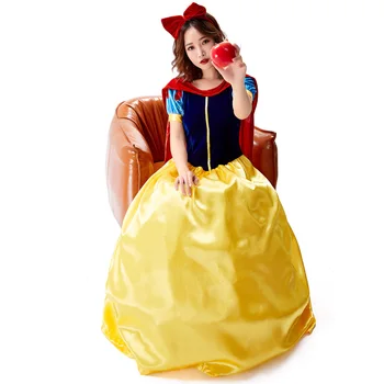 

Halloween Fairy Tale Theme Costume Cartoon Anime Snow White Dress Up Short Sleeve Red Cape Dress Women Cosplay Costume