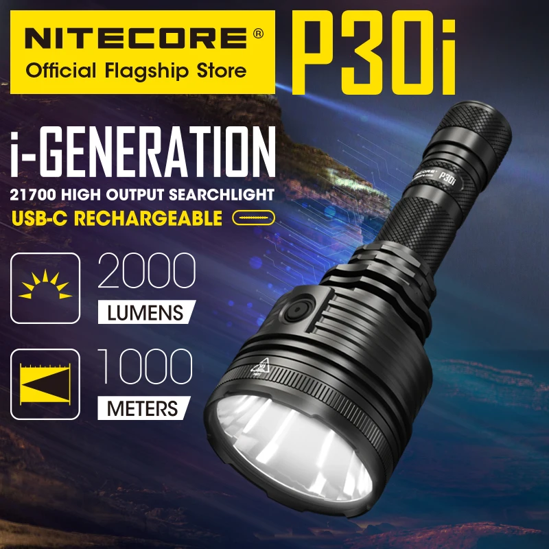 US $129.95 NITECORE P30i Strong Light Super Bright 2000 Lumens Longrange Spotlight 1000 M USBC Direct Charging LED Flashlight lantern
