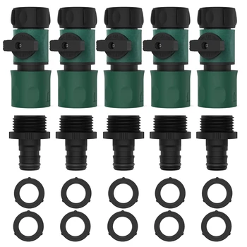 

Hose Quick Connector, 5 Sets of 10 PCS 3/4 Inch Garden Hose Connector Quick Connector Adapter Set with Globe Switch, 10PCS Rubbe