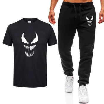 

2020 New Fashion MARVEL Venom t-Shirt+Pants men cotton short sleeves Casual male tshirt marvel t shirts men tees 2piece Suit