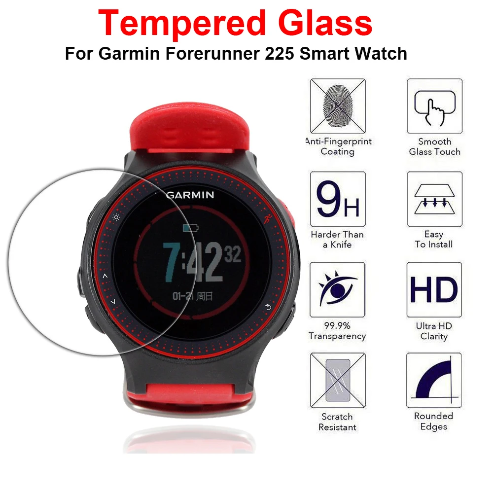

3 шт./партия 2.5D 9H HD Закаленное стекло пленка для Garmin Forerunner 225 защита экрана смарт-часов устойчивая к царапинам Защитная пленка