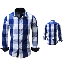ZOGAA Men's Long Sleeve Shirts New Fashions Casual Slim Fit Summer Dress Shirts Men Casual Cotton Men Plaid Shirts