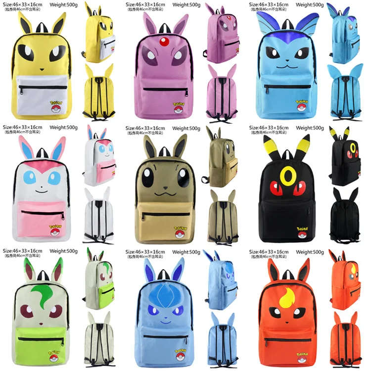 Pocket Monster Pokemon Umbreon Eevee Leafeon Sylveon Ear Shape Backpack
