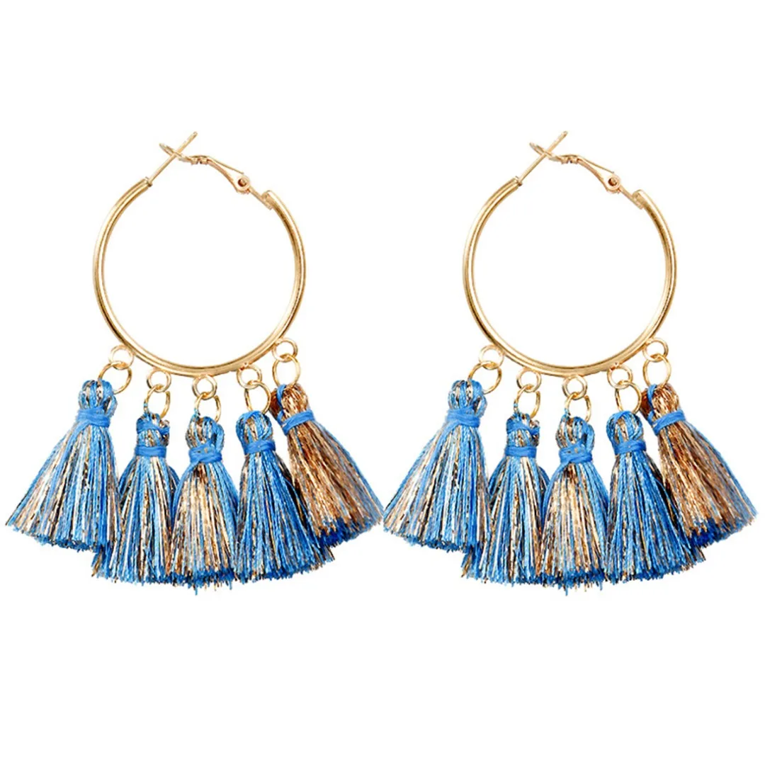 Мода Boho кольцо с кисточкой серьги для женщин богемные Эффектные серьги-кисти круг винтажный геометрический ювелирные изделия