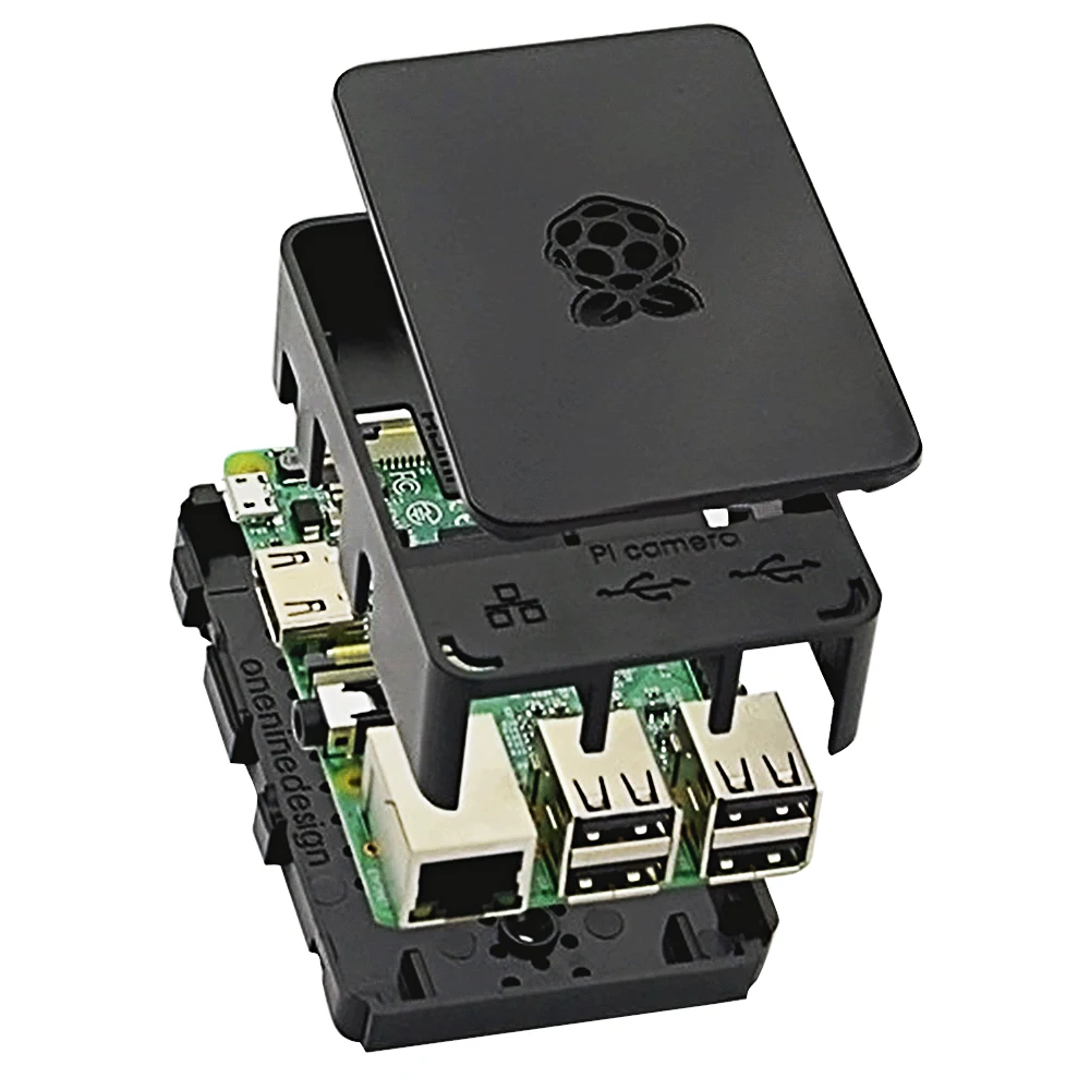 Официальный Оригинальный чехол для raspberry pi 3b + аксессуары 3 черный защитный с