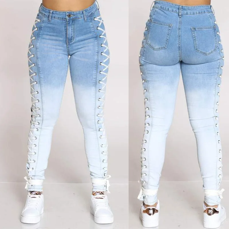 1C sexy bandage stretch jeans women's 