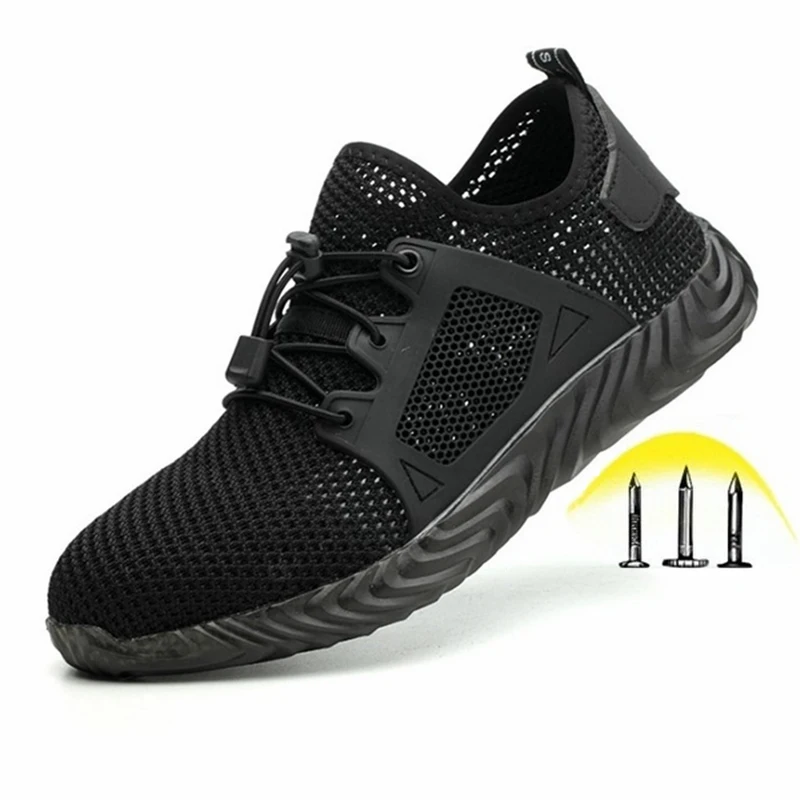 A prueba de trabajo zapatos de los hombres y las mujeres de verano luz no-slip anti-aplastamiento anti-perforación de acero puntera zapatos