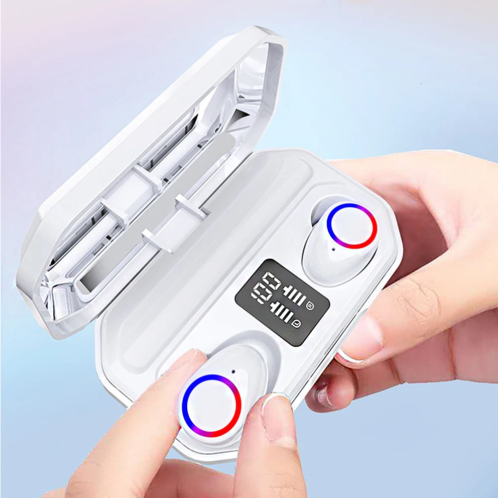Wireless headphones earphone Bluetooth M12 TWS 3500mAh case Flashlight Headset LED Display IPX5 Waterproof Touch control Earbuds