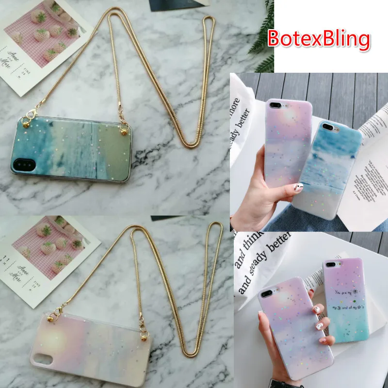 

Simple glitter landscape soft silicone Crossbody chain bag phone case for iphone XS MAX case for iphone X XR 6 6S 7 8 plus 7plus