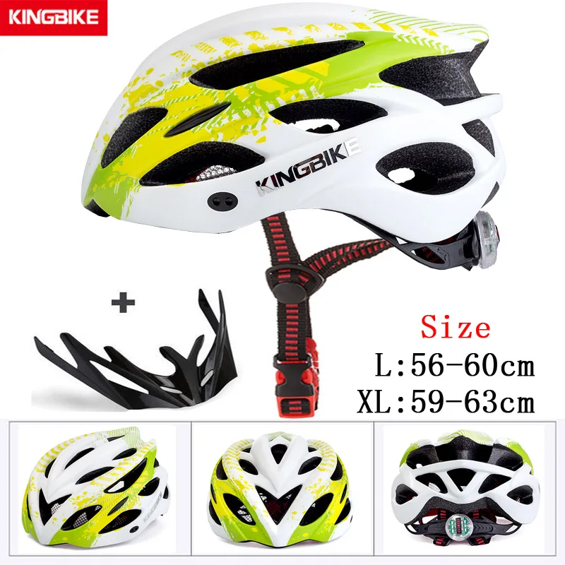 KINGBIKE, мужской велосипедный шлем, ультра-светильник, дорожный, MTB, горный велосипед, велосипедный шлем с задней частью, светильник casco ciclismo, 56-63 см, красный, Helmes - Цвет: 675-green
