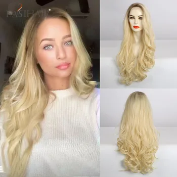 

EASIHAIR Long Wavy Blonde Lace Front Wigs with Baby Hair Lace Synthetic Wigs for Women High Density Heat Resistant Cosplay Wigs