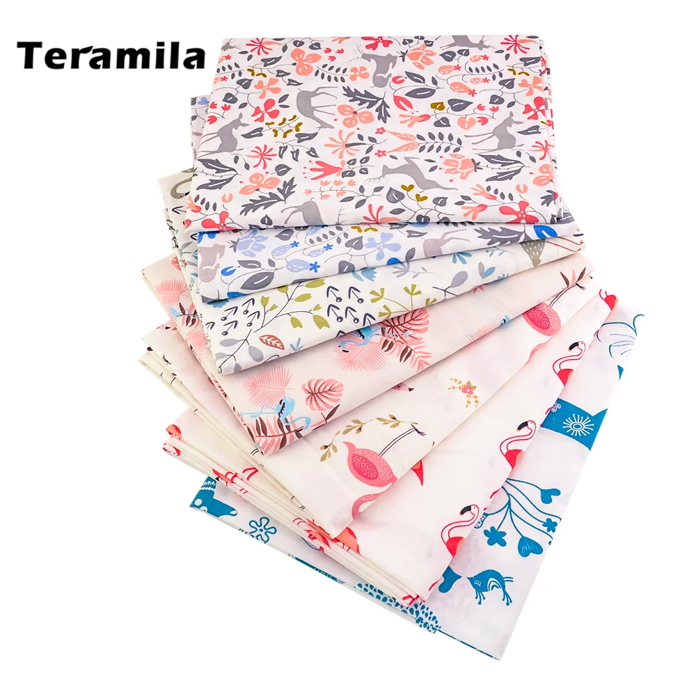 Teramila High Quality Home Textile Cotton Fabric Cartoon Flower And Animal Printed for Sewing Kids Bedding Sets Dress Patchwork