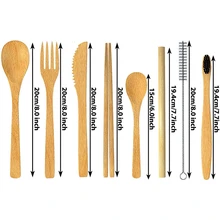 2 упаковки бамбуковой посуды с бонусом 2 бамбуковые зубные щетки бамбуковая соломинка, ложка, вилка, нож, чайная ложка, палочки для еды, щетка и 2 зеленых St