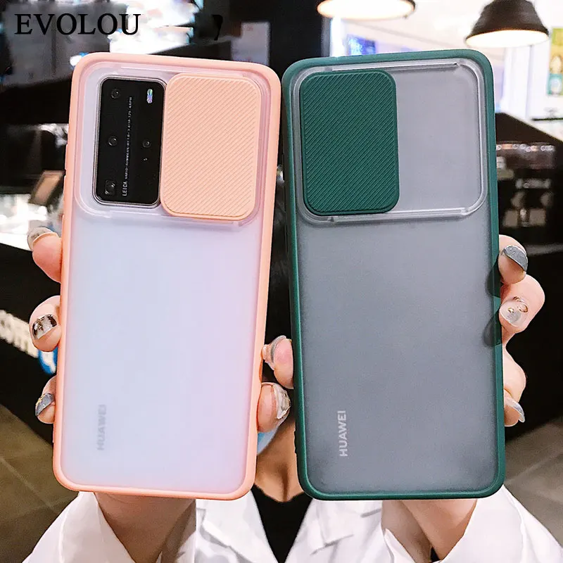 

Slide Camera Lens Phone Case for Huawei P40 P40 Pro Shockproof Matte Hard Back Cover Cases for Huawei P40 Pro Shell Capa