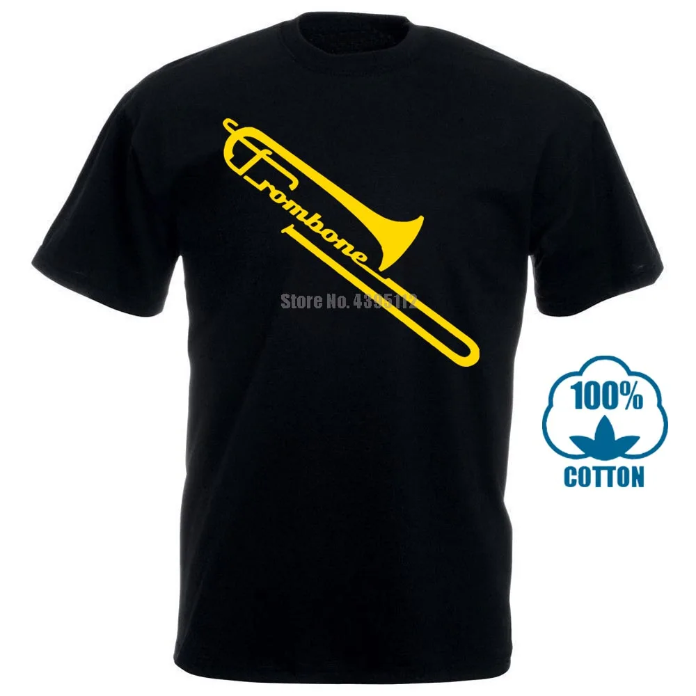 

2018 Fashion Simple Summer Style The Trombone Ii T Shirt Men Short Sleeve Casual Musical Instrument T Shirt Hipster Tee Cool Top