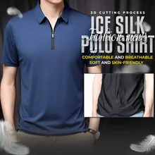 

Fashion men's Ice Silk POLO Shirt High Quality New Summer Mens Branded Polo Shirts Solid Color Short Sleeve Casual Tops