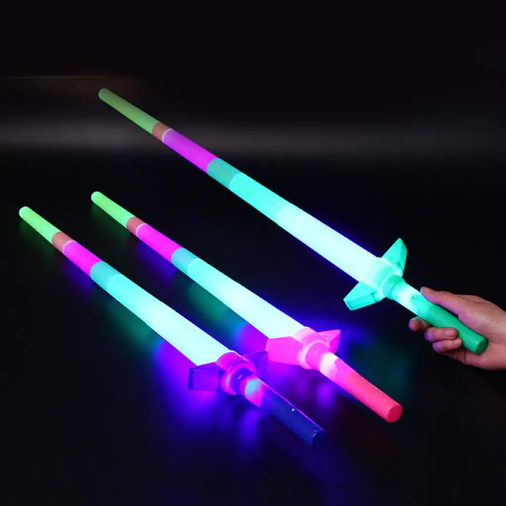 

4 Section Extendable LED Glow Sword Kids Toy Flashing Stick Concert Party Props Colorful Light Up Glowing gift for children