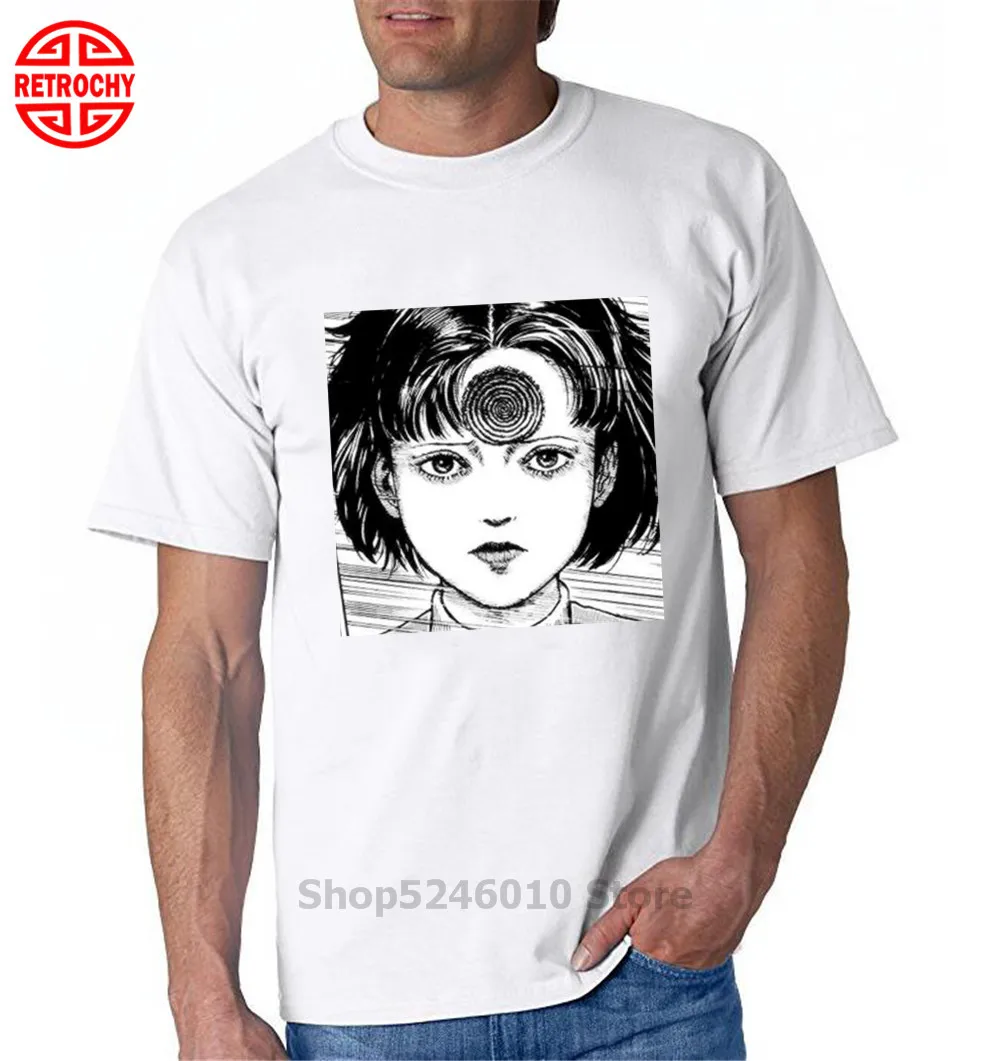 Uzumaki/хлопковая футболка для мужчин Junji Ito футболки ужас манга приталенная