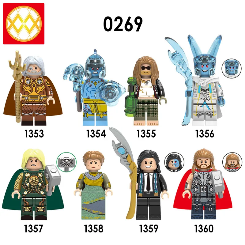 

20PCS/LOT Thor 4 Ragnarok Marvel Avengers Models Odin Frigga Frost Loki Laufey Building Blocks Bricks Toys For Children X0269