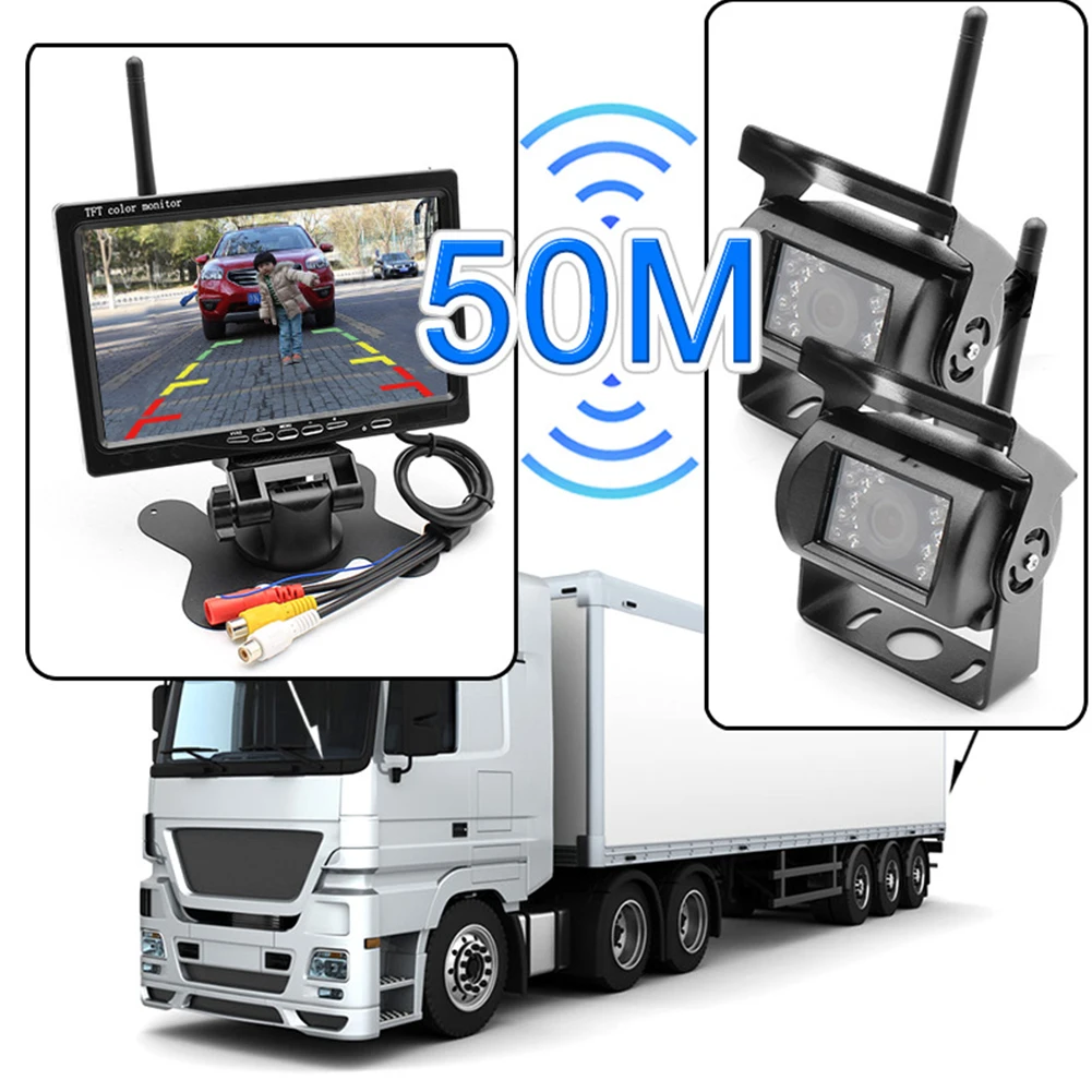 

Remote Control 7inch Monitor Durable Easy Install Universal Night Vision Truck Metal Bus Reversing Camera Wireless Waterproof