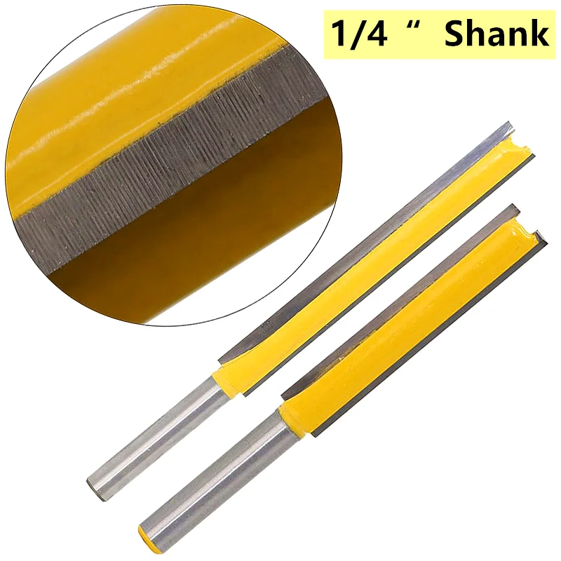 Citop 1pcs 1/4 Shank Extension Long Straight Double-edged Trimming Knife CNC Milling Cutters Router Bit for Wood Edge Cutting |