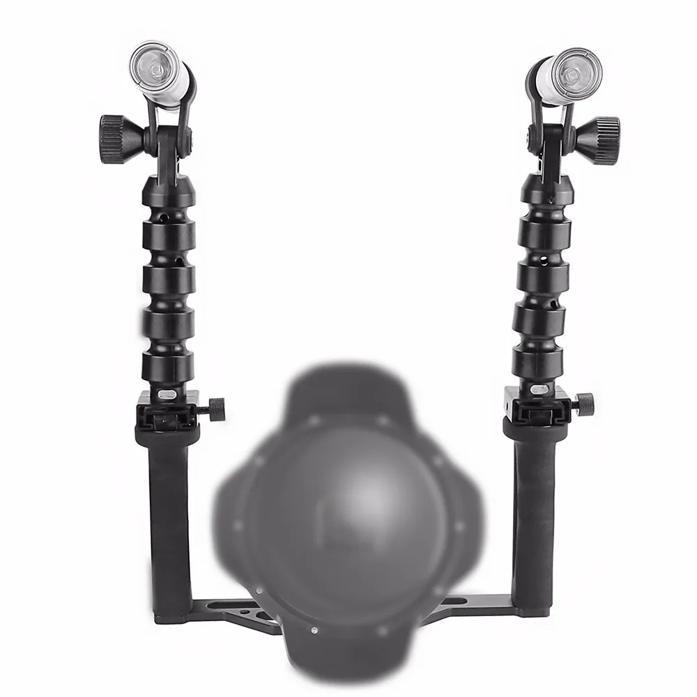 

100M Underwater 900LM Diving Video/Camera Photography Torch Flashlight Focus Beam Flex Gooseneck Arm Tray With Stabilizer Grip