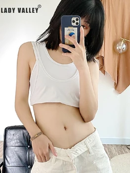 

Free shipping fake two-piece suit sexy suspenders vest ladies summer new sports double shoulder straps wild tight tops short